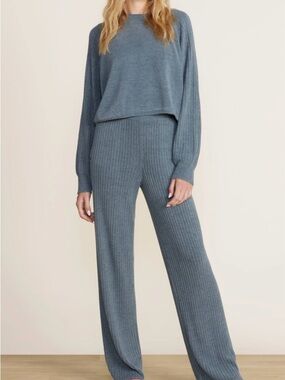 Barefoot Dreams Gray Ribbed Wide-Leg JoggersNWT